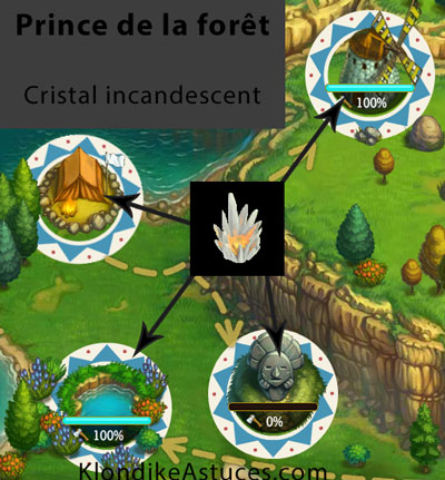 prince de la forêt - emplacement du cristal incandescent