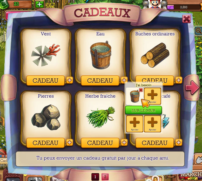 cadeaux ajouter