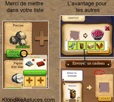 liste de souhait / envoie amie