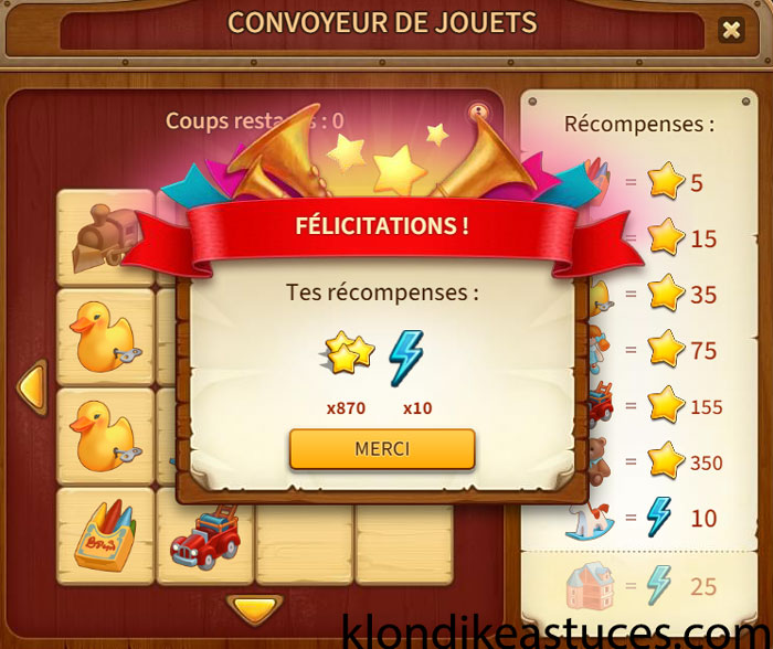 convoyeur de jouets gain